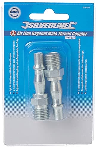 Image of Silverline Air Line Bayonet Male Thread Coupler Pack of 2, 1/4" BSP (918523)