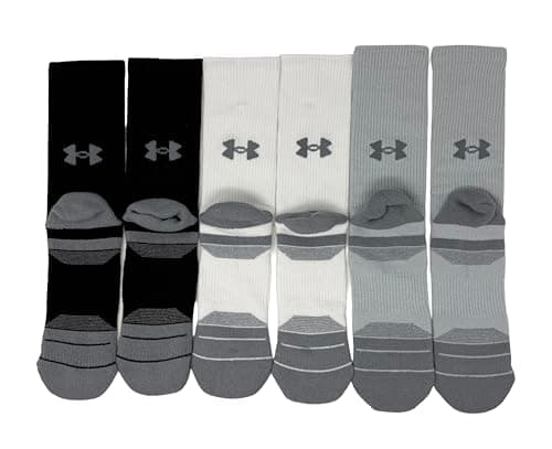 Image of Under Armour Men's UA Performance Tech Cushioned Crew Socks - 6 Pack, Grey/Black/White, Medium