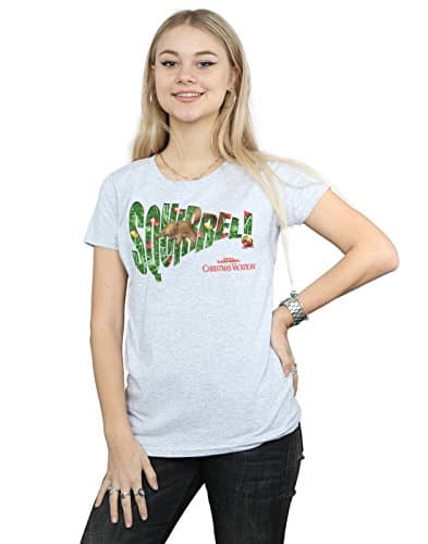 Image of National Lampoon's Christmas Vacation Women's Squirrel Tree T-Shirt Medium Sport Grey