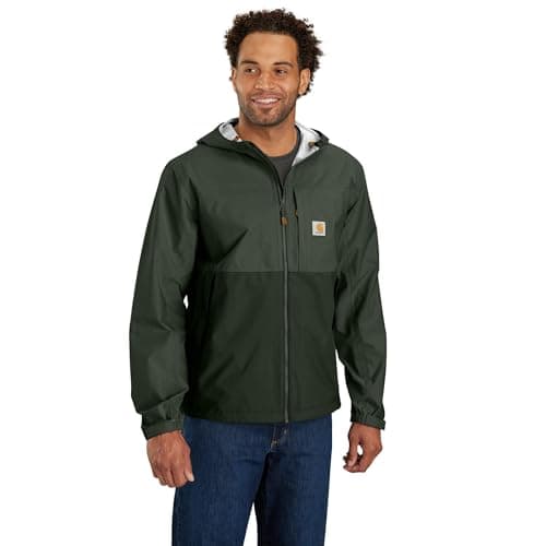 Image of Carhartt Men's Storm Defender Relaxed Fit Lightweight Packable Jacket, Forestry Green/Dark Forestry Green, Forestry Green/Dark Forestry Green, XL