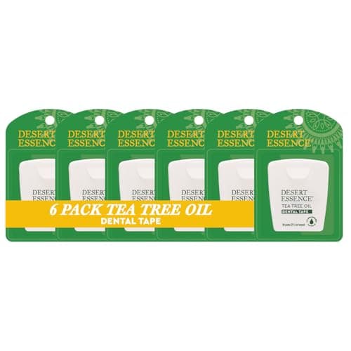 Image of Desert Essence, Tea Tree Dental Tape 30 yd - Gluten Free - Cruelty Free - Naturally Waxed with Bees Wax - Thick Floss no Shred Tape - Tea Tree Oil - Removes Plaque and Build Up