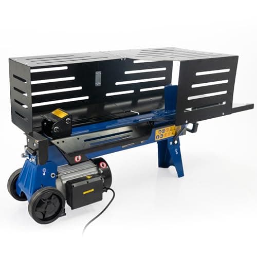 Image of Hyundai 7 Tonne Horizontal Electric Log Splitter with Hydraulic Ram & Steel Safety Cage, 250mm Split Capacity – Powerful Electric Wood Splitter for Logs & Firewood