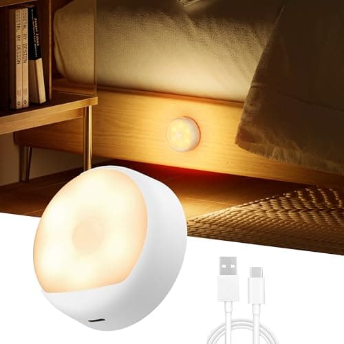 Image of Rechargeable Motion Sensor Night Light, 2700K Warm Closet Light with Auto Dusk to Dawn & 120° Detection, 750mAh 180-Day Battery, USB-C Charging for Wardrobe, Kitchen, Stairs, Bedroom, Hallway（Polaris）