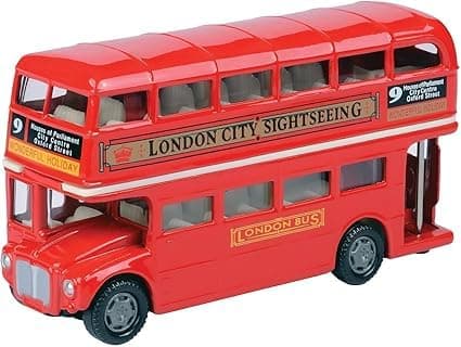 Image of Classic London Double Decker Red Bus Toy Model, London Bus Toy 1:64 Scale Alloy Diecast, Exquisitely Packaged Suitable as Decorative Collectibles and Gifts for Car Enthusiasts(Red,Closed Top)