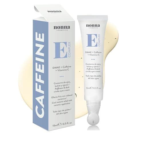 Image of Caffeine Eye Cream for Dark Circles - Puffiness & Fine Lines | Hydrating with Hyaluronic Acid & Peptides | Brightening & Firming Formula with Ceramic Applicator | Anti Wrinkle for Under Eyes | 15 ml
