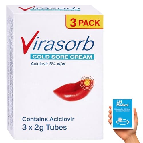 Image of 3 x 2g 5% Cold Sore Relief Cream (3 Packs) – Effective Cold Sore Treatment + Care & Prevention Guide – JJH Bundle