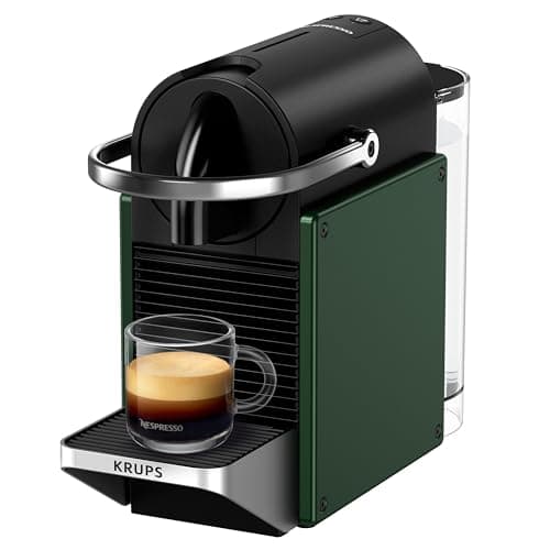 Image of Nespresso Pixie Coffee Pod Machine by Krups, Compact Espresso Maker for Original Pods, 19-Bar High Pressure, Fast Heat-Up, Energy Saving, Auto Shut-Off, Recyclable Pods in Dark Green