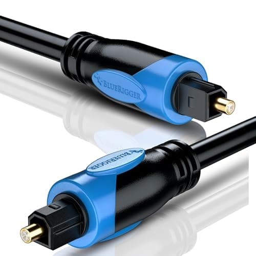 Image of BlueRigger Digital Optical Audio Toslink Cable (5M, Fiber Optic Cord, in-Wall CL3 Rated, 24K Gold-Plated) - Compatible with Home Theatre, Sound Bar, TV, Xbox, Playstation PS5/PS4