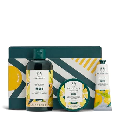Image of The Body Shop Mango Essentials Nourishing Skincare Gift Set, Shower Gel, Body Yogurt, Hand Balm, Vegan