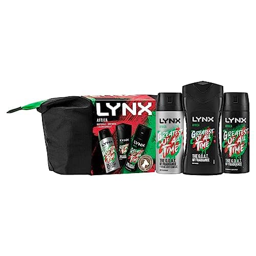 Image of LYNX Africa Washbag Deodorant Gift Set Body Wash, Body Spray and Anti-perspirant perfect for his daily routine 3 piece