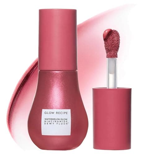 Image of Glow Recipe Niacinamide Dewy Flush Tinted Liquid Blush Serum - Glowy Blush for Cheeks to Smooth, Hydrate & Brighten - Liquid Korean Makeup with Buildable, Warm Berry Plum Tint - Berry Flush (0.4 oz)
