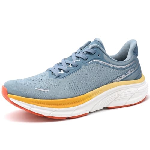 Image of Men's Road Running Shoes Walking Athletic Trainers Lightweight Comfortable Cushioning Non-Slip Breathable Sneakers Blue EU46