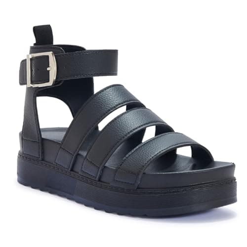 Image of LADIES WOMENS FLATFORM GLADIATOR PLATFORM CHUNKY SOLE STRAPPY SUMMER SANDALS