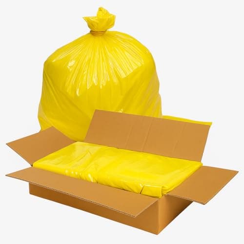 Image of 200 x Yellow Bin Liners 90L – Strong Yellow Refuse Sacks for Waste Disposal | 18x29x39 Inch Medium-Duty Garbage Bin Bags for Kitchen, Home, Garden, and Commercial Use