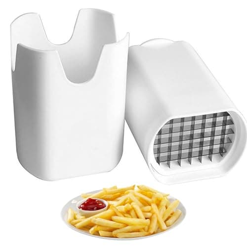 Image of Stainless Steel French Fry Cutter - Manual Potato Slicer with Sharp Blades & Suction Base - Heavy Duty Vegetable Chopper for Fries, Carrots, Cucumbers - Home Kitchen Accessories