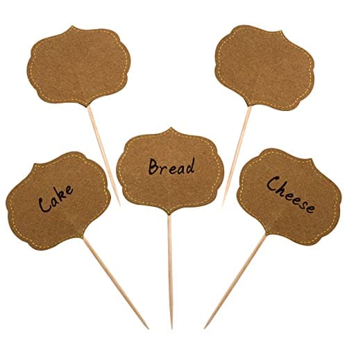 Image of BLUE TOP 50 Pieces Cupcake Picks Blank Toothpick Flags Cake Toppers Cheese Markers Buffet Labels for Charcuterie Board Food Tags Toothpick Signs for Wedding,Birthday Party,Dinner Decorations Supplies.