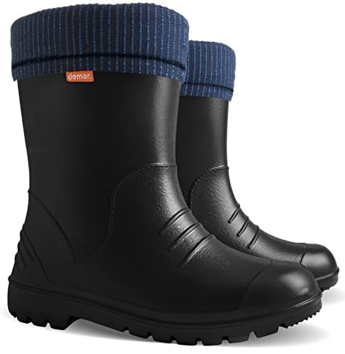 Image of Demar Dino Kids Warm Lined Wellington Boots 153 mm (7-8 UK Child, 24-25 EU, Graphite)