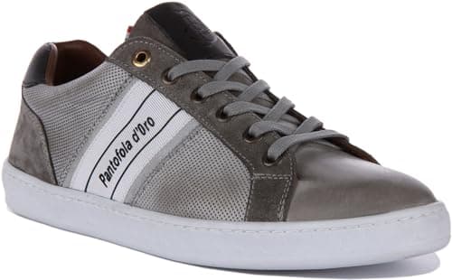 Image of Pantofola d'Oro Melfi Uomo Low Men's Side Logo Lace Up Casual Sneak Trainers (Grey, UK 6)