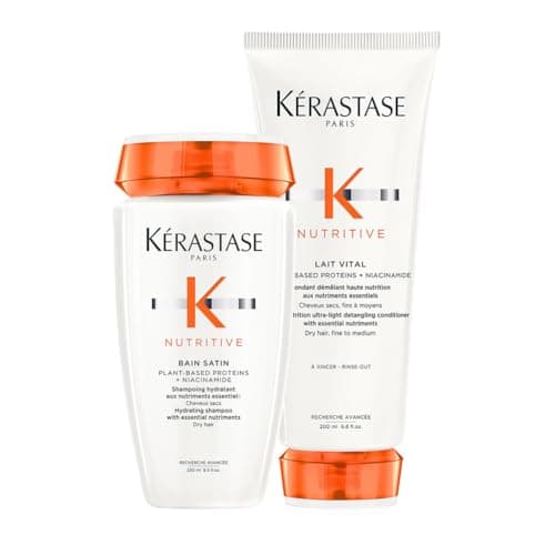 Image of Kérastase Nutritive Shampoo and Conditioner Set, Routine for Dry Thin Hair Lacking Nutrition, with Niacinamide, Contains Hydrating Shampoo & Ultra-Light Conditioner, Duo Set