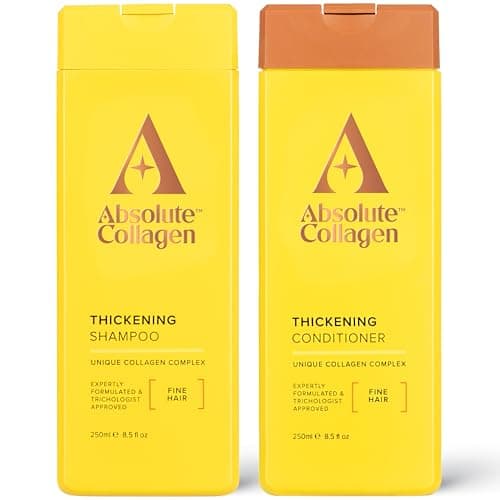 Image of Absolute Collagen - Thickening Collagen Complex Shampoo and Conditioner Set 500ml - For Thin & Fine Hair - Strengthen, Nourish and Volumise - Boost Shine - Fight Signs of Hair Ageing - Paraben Free