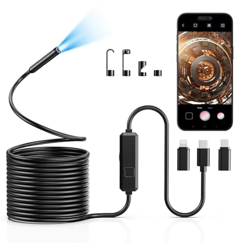 Image of Vorth Endoscope Inspection Camera, 1920P HD Borescope with 8 LED Lights, 10M Semi-Rigid Snake Inspection camera, IP67 Waterproof Drain Pipe Borescope Mens Gadgets for iOS and Android