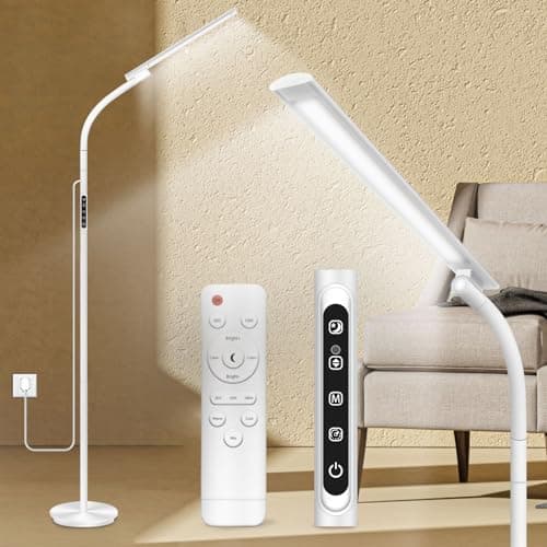 Image of Floor SAD Lamp, UV-Free 10,000 Lux Sad Light Therapy Lamp, Touch & Remote Control, 5 Colour Temperatures & 5 Brightness & Timer, 3-in-1 Adjustable Height Daylight Lamp for Home/Office Use