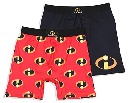 Image of Disney Mens' 2 Pack The Incredibles Boxers Underwear Boxer Briefs (X-Large) Black