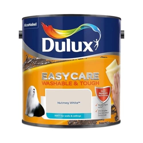 Image of Nutmeg White Dulux Easycare Matt Emulsion Paint 2.5L – Washable & Stain Resistant, Durable Matt Finish, Quick Dry, Low Odour Interior Wall & Ceiling Paint