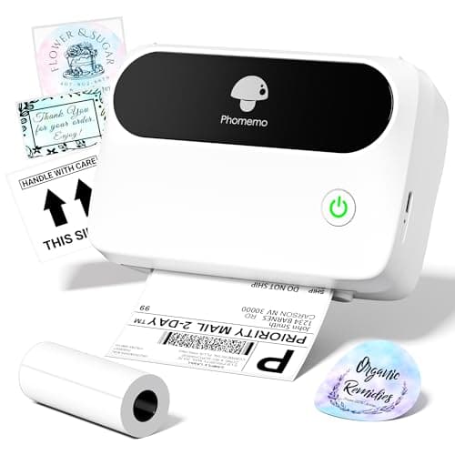 Image of Phomemo M421 4x6 Shipping Label Printer, Wireless Thermal Printer with 1 4x6 Roll Label for Shipping, Postage, Barcode, Name, Address, Home, Office & Small Business