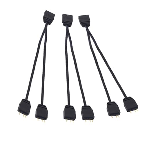 Image of LANMINGLEL ARGB Splitter Cable 5V 1 Female to 2 Male 3 Pin ARGB Extension Cable for Expand Computer PC ARGB Fans and ARGB Led Series 3 Pack (1 to 2)