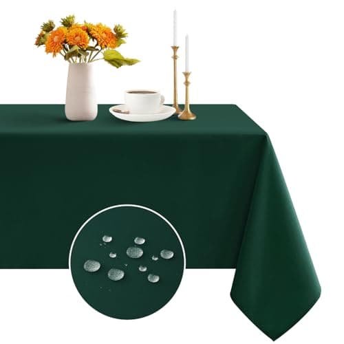 Image of Romanstile dark green Table cloth Christmas wipe clean,rectangular,140x200 CM,Stain Resistant Washable Table Cloths Polyester Table Cover for festive Kitchen Dining Party Wedding New Year Decorations