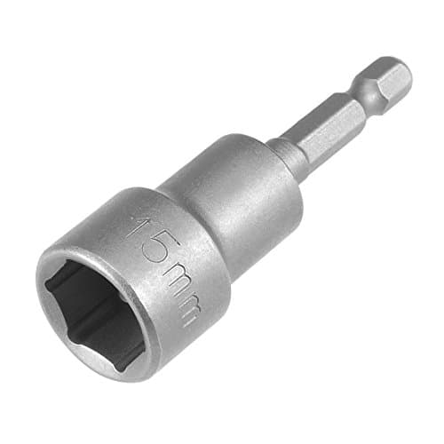 Image of Sourcingmap 1/4" Quick-Change Hex Shank 15mm Magnetic Nut Setter Driver Drill Bit, 65mm Length, Metric
