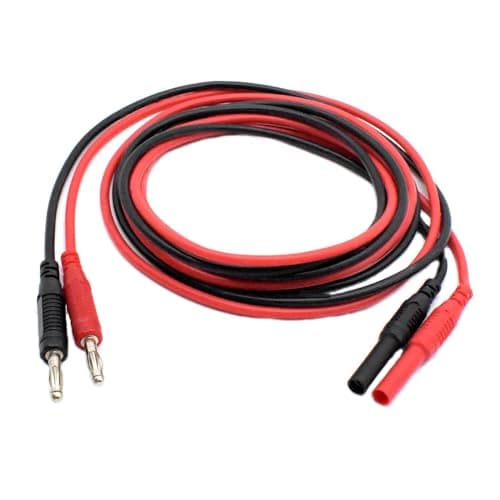 Image of Multimeter Test Lead Extension Kit: 4mm Banana Plug to Jack, Silicone Wires, Male to Female Connectors, for DMMs, Includes Alligator Clips, 1000V 15A, Red & Black