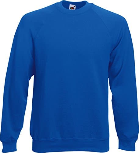 Image of Fruit of the Loom Raglan Sweatshirts in 12 Colours and Sizes S, M, L, XL and XXL Royal Blue, L (Large)