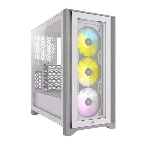 Image of Corsair ICUE 4000X RGB Tempered Glass Mid-Tower ATX Case (Tempered Glass Side And Front Panels, RapidRoute Cable Management System, Spacious Interior, Three Included 120 Mm RGB Fans) White