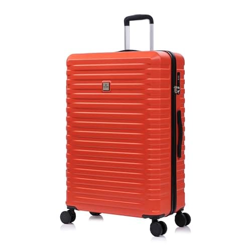 Image of Rocklands Large Suitcase Hard Shell Lightweight 4 Dual Spinner Wheels Trolley Luggage Suitcase Hold Check in Luggage TSA Combination Lock (Orange, Large 28")
