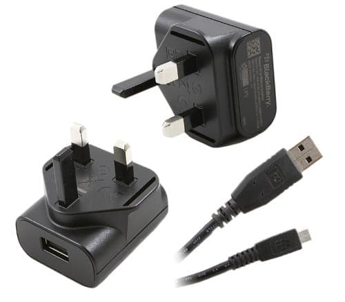 Image of Genuine BlackBerry Charger ASY-44303-003 550mA Black & Micro USB Charging Data Cable For BlackBerry: 8220 Pearl, 8520 Curve, 8900 Curve, 9320 Curve, Bold 9700, Bold 9780, Curve 3G 9300, Pearl 3G, Storm, Storm2, Torch 9800, Playbook
