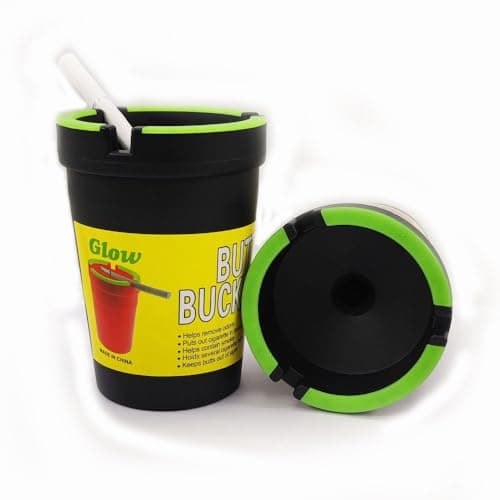 Image of 2-Pack Extinguishing Ashtray Car Butt Bucket Cigarette Ashtray Glow in the Dark for – Smoke Odor Reducer | Fits Cup Holders | Self-Extinguishing Design | Portable No-Mess Ash Tray for Car, Home