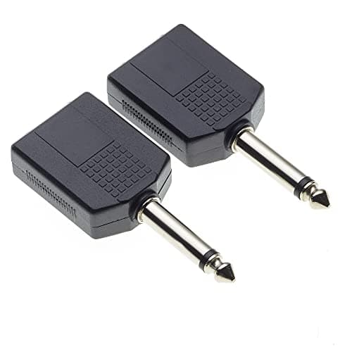 Image of Keple 6.35mm Mono Jack Plug to 2 x Twin 6.35mm Mono Jack Socket Splitter Adapter Dual Mono 1/4 Y Adaptor, Pack of 2