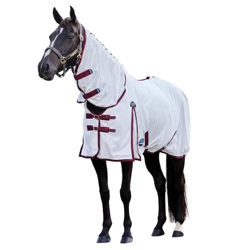 Image of WeatherBeeta ComFiTec Essential Fly Sheet Combo, White/Burgundy, 6'0