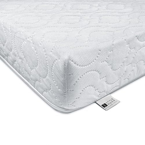 Image of iSTYLE MODE BETTER HOME CHOICE 120x60x10cm Baby Toddler Cot Bed Foam Mattress Fully Breathable & Waterproof Zipped Removable Washable Cover, Anti Allergy, White
