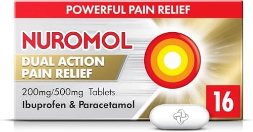 Image of Nuromol Dual Action Ibuprofen Paracetamol Tablets, 16 Count - Strong Painkillers for Joint, Period, Back Pain & Fever Relief