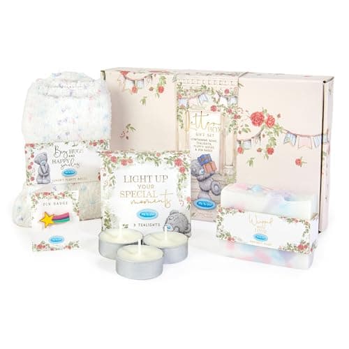 Image of Me to You Tatty Teddy Letterbox Birthday Gift Set Includes Fluffy Socks, Sprinkle Soap, Sprinkles Tealights & Pin Badge - Signature Collection, Blue, Rainbow