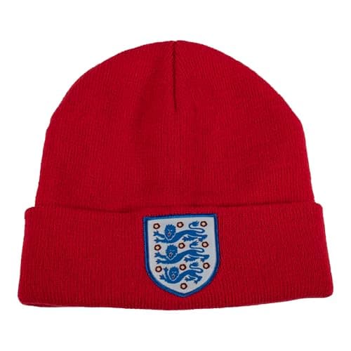 Image of Hy-Pro Officially Licensed England Beanie Hat - Warm & Comfortable Winter Beanie Hats for Football Supporters - Cosy Red Hat with Team Logo