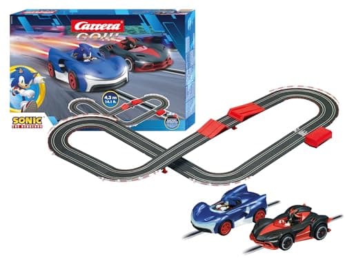 Image of Carrera GO!!! Sonic The Hedgehog Battery Operated Slot Car Racing Track Set, 4.3 m Race Track with 2 Cars, Includes Hand Controller, Jumping Track and Batteries,Children from 6 Years and Adults