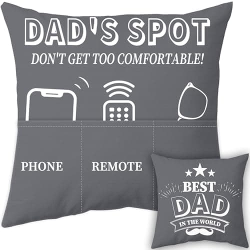Image of Anicy Personalised Gift for Dad - Grey Cushion Covers 45x45, Dad Gifts from Daughter Son, Cushion Covers with Pockets, Gift Under 10 Pounds for Birthday Fathers Day Christmas