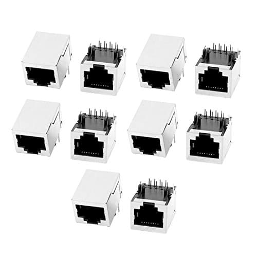 Image of Sourcingmap 10 Pcs RJ45 Modular Jack 8P8C PCB Mount Socket Network Connectors Couplers