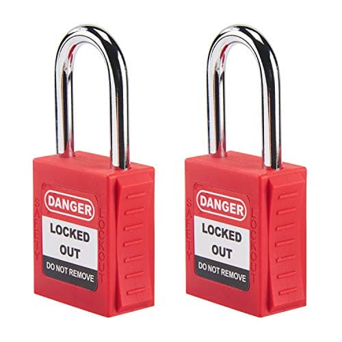 Image of Safety Lockout Padlock, 2 Padlocks with 4 Keys, Lock Off Kit Security Outdoor Padlock Weatherproof Steel Shackle, Red Safety Locks Off kit for Electricians/Industrial Site