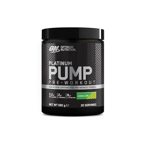 Image of Optimum Nutrition ON Platinum Pump Pre-Workout, Intense Caffeine-Free Pre-Workout Food Supplement with Fruitflow, Beta-Alanine, L-Arginine, L-Citrulline, Lemon Lime Flavour, 20 Servings, 380 g
