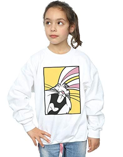 Image of Absolute Cult Looney Tunes Girls Bugs Bunny Laughing Sweatshirt White 7-8 Years